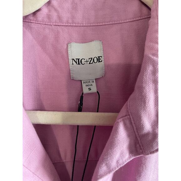 Nic + Zoe Small Shirt Tunic Summer Day Button Down Pink - Picture 7 of 9